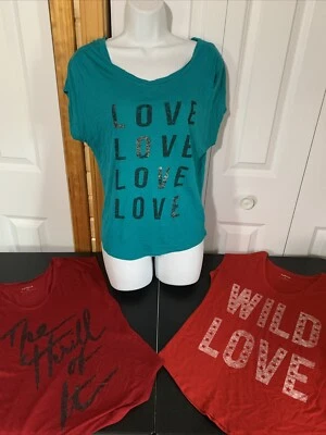 Lot Camisetas gráficas de manga corta de algodón modal para mujer Express XS Wild Love Foto 1 de 4