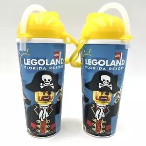 Two Lego Land Florida Resort Refillable Souvenir Cup w/ Straws Lego Movie Pirate - Picture 1 of 3