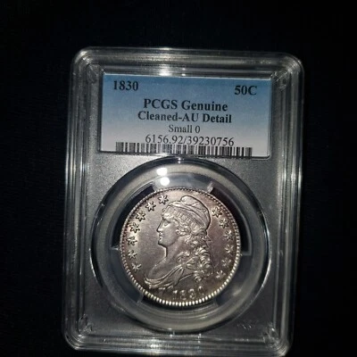 1830 Capped Bust Half Dollar PCG AU Details Cleaned UNCIRCULATED DETAILS...NICE! - Image 1 of 2