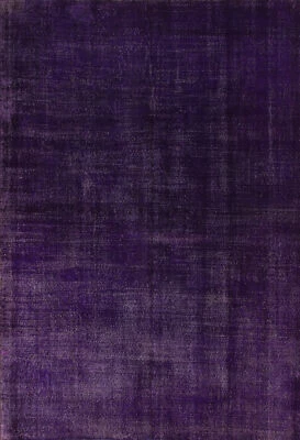 Purple Anatolian Turkish Hand-knotted Wool Over-dyed Rug for Living Room 8x11 ft - Image 1 of 4