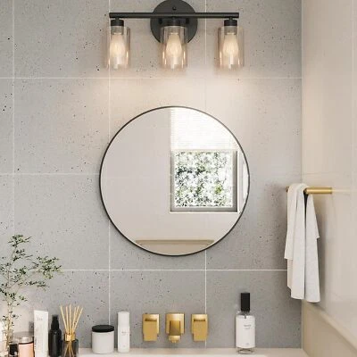 24 Inch Circle Mirror Wall Mirror for Bathroom Living Room Bedroom Vanity Black - Image 1 of 4