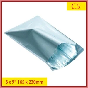 Metallic Silver Foil Mailing Bags 6 x 9" 165 x 230mm [C5] Choose Qty - Picture 1 of 1