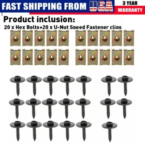For Ford Metal Car Screw Body Fender Bumper Retainer U Nut Clips Gasket Fastener - Picture 1 of 22