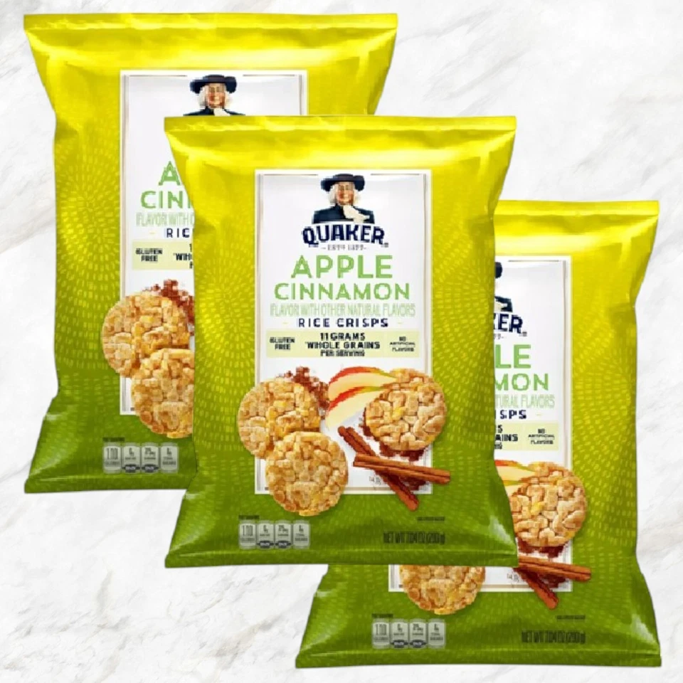 Quaker Popped Rice Crisps Cinnamon Apple 7.04 Oz Bag