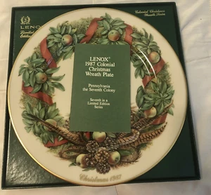 Vintage Lenox 1987 Annual Ltd Edition 103 Piatto Corona di Natale Coloniale Nuovo con scatola - Foto 1 di 6