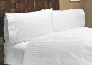 Home Bedding Item All Size 1000 Thread Count Egyptian Cotton White Striped Color