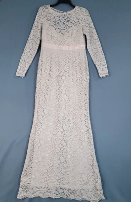 Adrianna Papell Women's Long Sleeve Laced Party Maxi Dress Tan Size 8 - Image 1 of 4