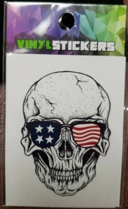 American Flag USA Skull Vinyl Sticker Repositional UV Weather Resistant 1¾"×2⅜" - Picture 1 of 4