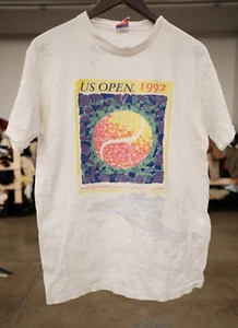 Official US Open 1992 Men's Size Large White Single Stitch Short Sleeve Vintage - Picture 1 of 15