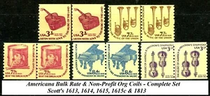 Americana BULK & N/P Rate Coil LINE PAIRS MNH Scotts 1613 1614 1615 1615c 1813 - Picture 1 of 2