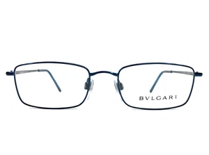Bvlgari Eyeglasses Frames 157 203 Polished Blue Rectangle Wire Rim 50-18-135 - Picture 1 of 11