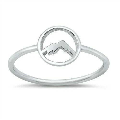 Anillo Montaña Plata de Ley 925 Oxidada Altura Cara 9 mm Talla 5 Foto 1 de 1