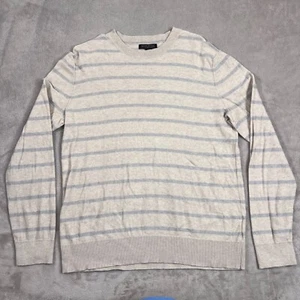 Banana Republic Sweater Mens Size Large Beige Striped Knit Pima Cotton Cashmere - Picture 1 of 8