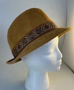 Sombrero de cuero gamuza vintage Dobbs para hombre Fedora 7-1/4 L tostado ver estado - Imagen 1 de 10