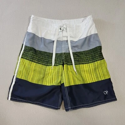 Bañador Ocean Pacific para Hombres Talla S/CH 28-30 Amarillo Azul Rayas Board Shorts Foto 1 de 4