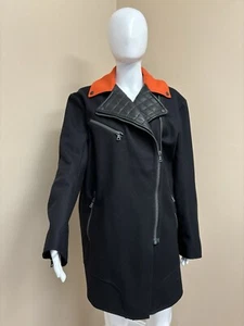 RAG & BONE long wool moto style jacket w/ leather collar - Picture 1 of 5