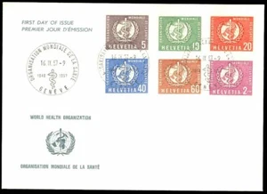 Suiza #5O26//5O34 FDC Asclepius 16.IX.57 CDS Ginebra OMS - Imagen 1 de 1