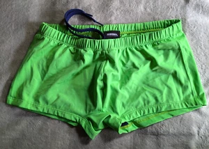 DIESEL Square Cut Swim Briefs Mens Large (32-34) Swimsuit Solid Green - Picture 1 of 4