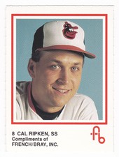 1988 French Bray Cal Ripken Jr #8 RARE Perforated Mini Promo Card Orioles HOF