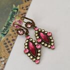Michal Negrin Earrings Hot Pink Fuchsia Long Marquis And Swarovski Crystals Gift