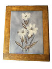 Vintage Trivet Hand Painted Tile Art  Wood Framed Flower Blue White Decor Pretty