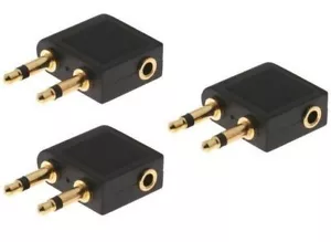 3pcs Gold Plated Airplane Headphone Adapter for 3.5mm Plug Jack Socket Converter - Picture 1 of 1