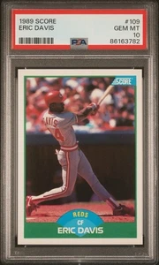 PSA 10 1989 SCORE ERIC DAVIS #109 CINCINNATI REDS GRADED MLB BASEBALL CARD - Picture 1 of 2