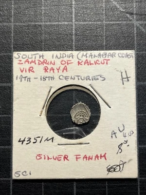 India Plata Fanam Malabar Zamdrin Kalicut Vir Raya Ex Karl Stephens Foto 1 de 2