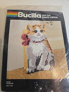 Bucilla NOS Needlework Kit #5892 Kitten MEOW Doorstop Complete Sealed 6x10" - Picture 1 of 3