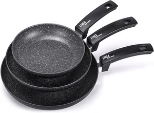 Moneta Etnea Set 3 Padelle antiaderenti, Alluminio, Nero, 20 - 24 - 28 cm, Made - Foto 1 di 8