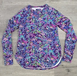 Lilly Pulitzer UPF50+ Luxletic Blythe Pullover Top Purple Colony Conga SZ XXS - Picture 1 of 7