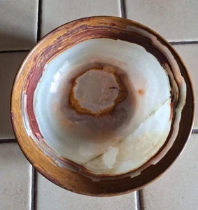 Schale aus ägyptischem Alabaster Marmor Vintage Deko Durchmesser 15 cm - Bild 1 von 5