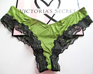 VICTORIA'S SECRET VERY SEXY High Leg Cheeky Panty Green Black Lace Trim S M L XL - Picture 1 of 4