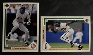 1991 Upper Deck Deion Sanders #352 #743 BOTH CARDS Yankees Braves