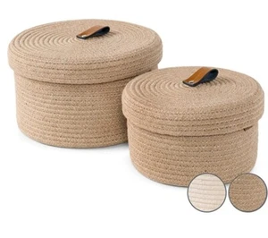 3 piece set of Juvale light brown decorative baskets with lids - Picture 1 of 4