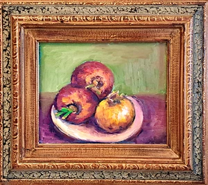Original Oil Painting Still Life Purple Onions Kitchen Motif Original Donalee - Picture 1 of 4