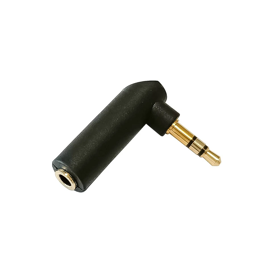 Klinken Adapter gewinkelt Klinke Stecker > Buchse 3,5mm stereo vergoldet 90 Grad - Bild 1 von 1