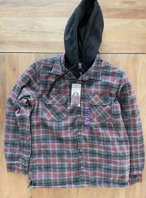 NUEVO CON ETIQUETAS Berkley Jensen Camisa Acolchada de Franela con Capucha Chaqueta Cremallera Cazadora Mediana Foto 1 de 4