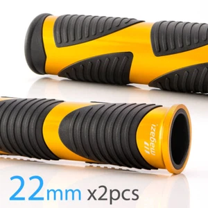 Wave handlebar grips black TPR + gold metal trim 22mm x2 moped bike - Picture 1 of 5