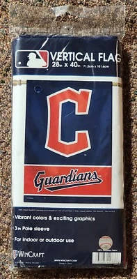 MLB Licensed WinCraft Cleveland Guardians Banner Vertical Flag 28 x 40 Logo NEW! - Image 1 of 2