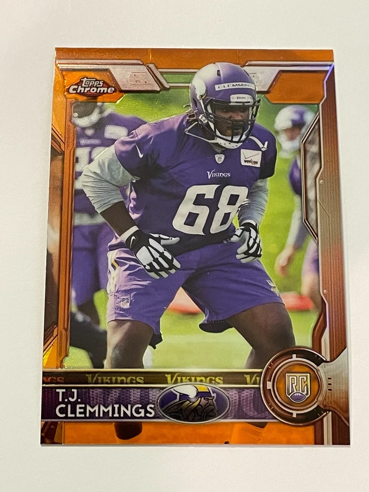 2015 Topps Chrome Football Orange Refractor - T.J. Clemmings RC - Vikings - Image 1 of 1
