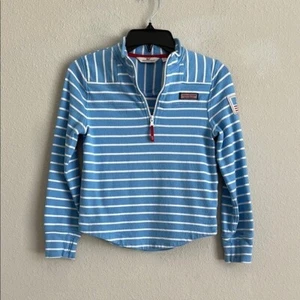 Kids Vineyard Vines Blue Striped Quarter-Zip Pullover 10-12 medium - Picture 1 of 9