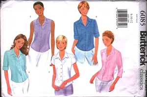 6085 Vintage Butterick SEWING Pattern Misses Semi Fitted Button Front Shirt OOP - Picture 1 of 2