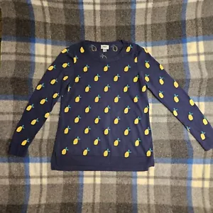 Old Navy Blue Ugly Medium Long Sleeve Round Neck Lemon Novelty Print Sweater - Picture 1 of 13