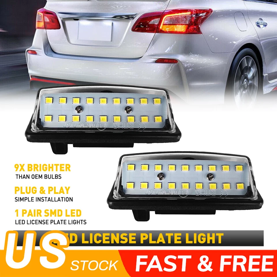 FULL LED White License Plate Light Housing SET For Nissan Altima/Sentra/Maxima - Image 1 of 4