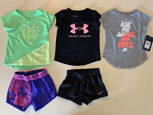 Nike + Under Armour Girls Shorts & Shirts Lot - Size 2T