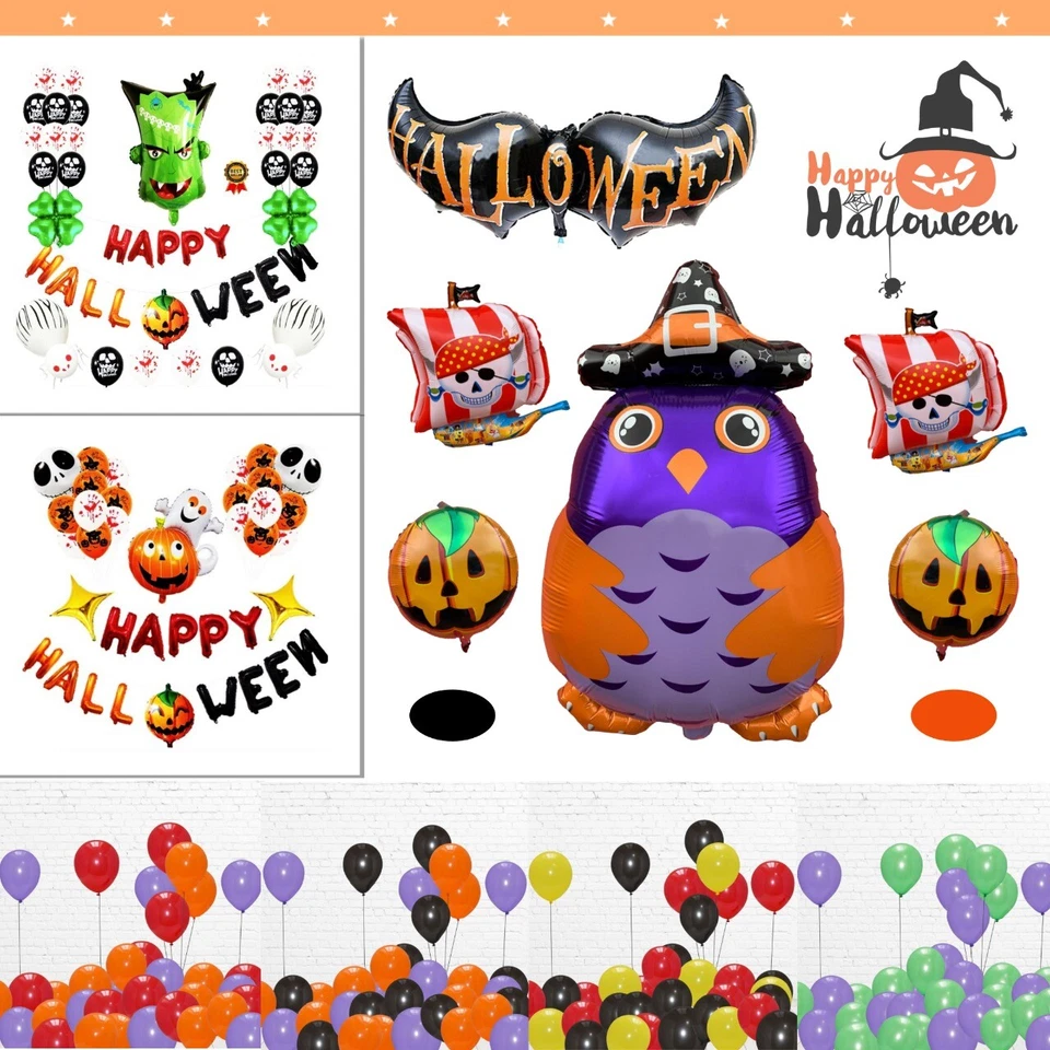100 X latex Plain Helium balloons12" orange and black Pumpkin Foil DECOR BALONS  - Image 1 of 2