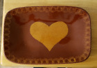 Reduced! Foltz Pottery Redware Platter Heart  Decorated 16" X 11" 1984