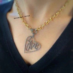 Joyería de amor en forma de corazón cadena de plata de ley 925 con collar colgante joyería - Imagen 1 de 3