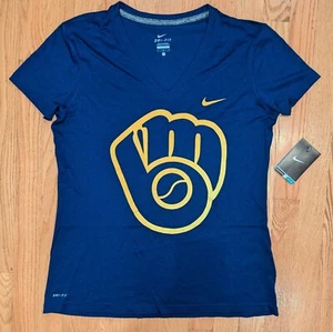 Milwaukee Brewers Nike mlb Jersey Shirt T-Shirt Tee WOMEN'S LARGE $30msrp NEW - Picture 1 of 7